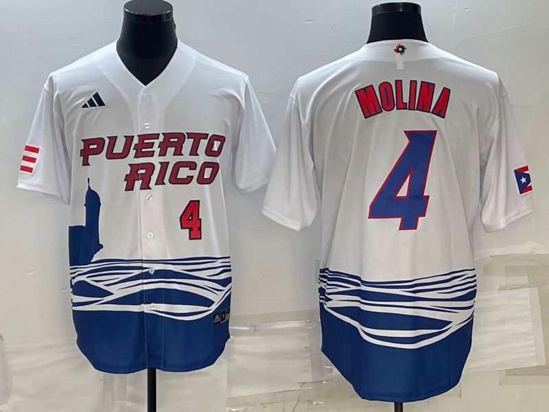 Men 2023 World Cub #4 Molina White MLB Jersey4->more jerseys->MLB Jersey